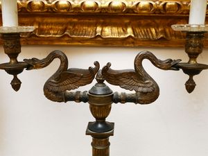 Lume da tavolo in metallo in parte patinato  - Asta Arredi, argenti, dipinti e curiosit d'epoca in parte provenienti da Villa Mannelli - Associazione Nazionale - Case d'Asta italiane