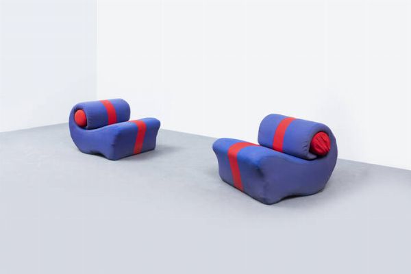 STUDIO 65 : Coppia di poltrone mod. Chiocciola  - Asta Asta 202 Design - Associazione Nazionale - Case d'Asta italiane