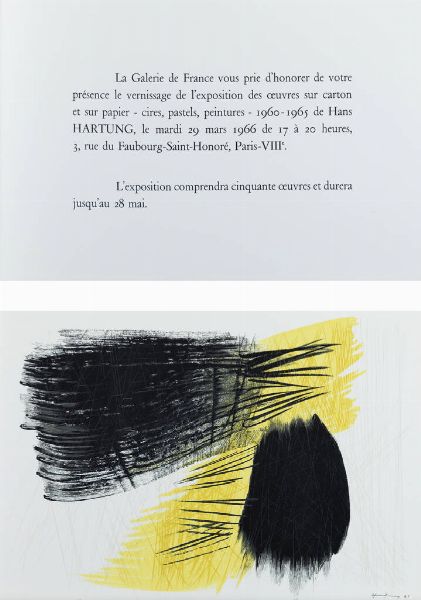 HANS HARTUNG Lipsia (Germania) 1904 - 1989 Antibes (Francia) : P97 1961  - Asta Asta 201 Grafica - Associazione Nazionale - Case d'Asta italiane