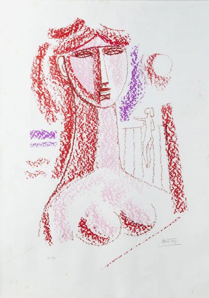 MARIO TOZZI Fossombrone (PS) 1895 - 1979 Saint-Jean-du-Gard (Francia) : Busto femminile  - Asta Asta 201 Grafica - Associazione Nazionale - Case d'Asta italiane