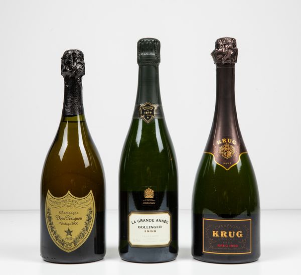 Moet et Chandon, Dom Perignon<BR>Bollinger, Champagne La Grande Annee<BR>Krug, Champagne  - Asta Vini e Distillati da collezione e da investimento - Associazione Nazionale - Case d'Asta italiane