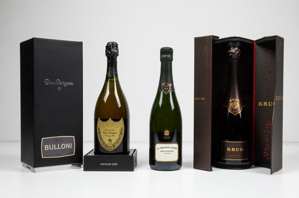 Moet et Chandon, Dom Perignon<BR>Bollinger, Champagne La Grande Annee<BR>Krug, Champagne  - Asta Vini e Distillati da collezione e da investimento - Associazione Nazionale - Case d'Asta italiane