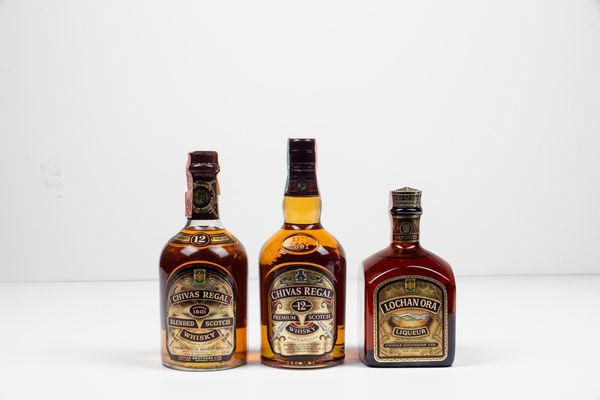 Chivas Brothers, Chivas Regal Blended Scotch Whisky 12 years old<BR>Chivas Brothers, Chivas Regal Premium Scotch Whisky 12 years old<BR>Chivas Brothers, Lochan Ora Liqueur  - Asta Vini e Distillati da collezione e da investimento - Associazione Nazionale - Case d'Asta italiane