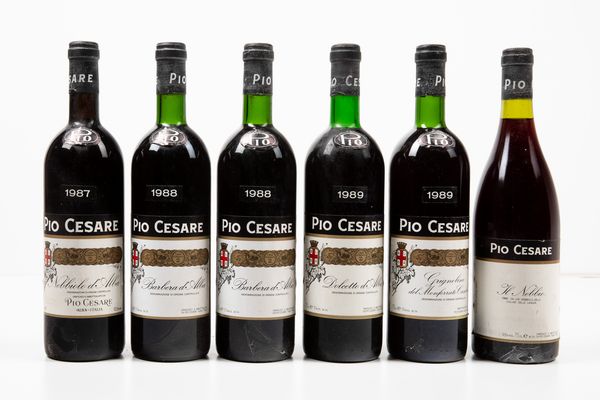 Pio Cesare, Nebbiolo d'Alba<BR>Pio Cesare, Barbera d'Alba<BR>Pio Cesare, Dolcetto d'Alba<BR>Pio Cesare, Grignolino del Monferrato Casale<BR>Pio Cesare, Il Nebbio<BR>  - Asta Vini e Distillati da collezione e da investimento - Associazione Nazionale - Case d'Asta italiane