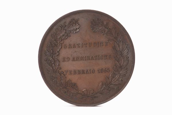 Medaglia commemorativa in bronzo. 1865  - Asta Antiquariato Aprile | Cambi Time - Associazione Nazionale - Case d'Asta italiane