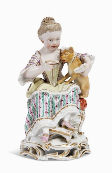 FIGURA, MANIFATTURA DI MEISSEN, PRIMO QUARTO SECOLO XIX  - Asta Ceramica. Maioliche e porcellane dal XVI al XIX secolo | A Tempo  - Associazione Nazionale - Case d'Asta italiane