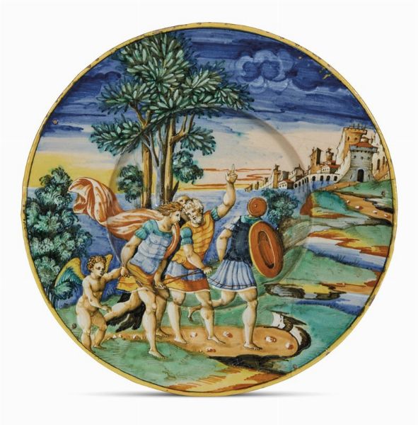 PIATTO, URBINO, BOTTEGA DI GUIDO DI MERLINO, 1542 CIRCA  - Asta Ceramica. Maioliche e porcellane dal XVI al XIX secolo | A Tempo  - Associazione Nazionale - Case d'Asta italiane