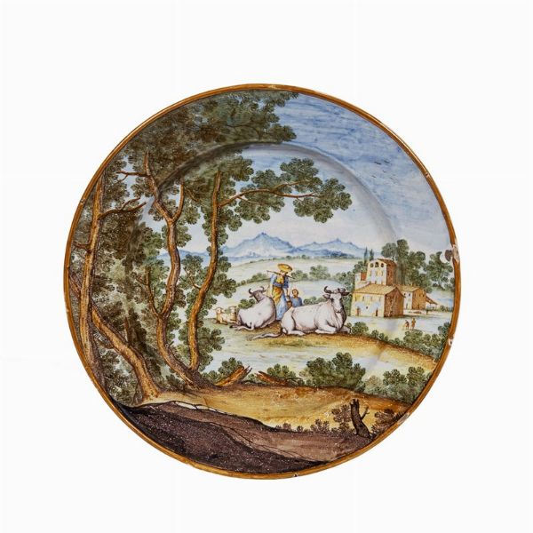 PIATTO, SIENA O SAN QUIRICO D’ORCIA, BARTOLOMEO TERCHI, 1740 CIRCA  - Asta Ceramica. Maioliche e porcellane dal XVI al XIX secolo | A Tempo  - Associazione Nazionale - Case d'Asta italiane