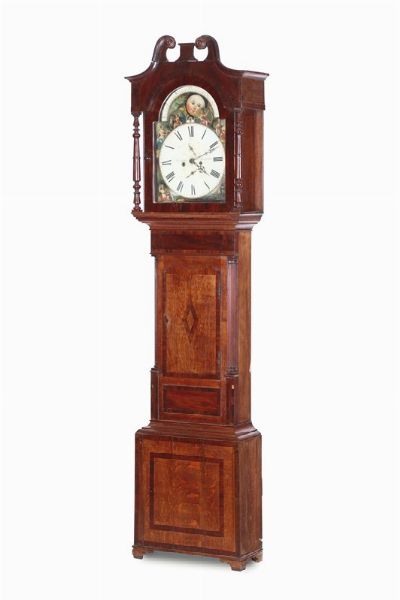 Orologio a colonna con cassa in legno lastronato, Brentnall Sutton, Inghilterra XIX secolo  - Asta Antiquariato - Associazione Nazionale - Case d'Asta italiane