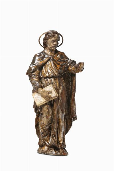 Coppia di Santi in legno argentato, scultore barocco dellItalia del nord, XVII-XVIII secolo  - Asta Antiquariato - Associazione Nazionale - Case d'Asta italiane