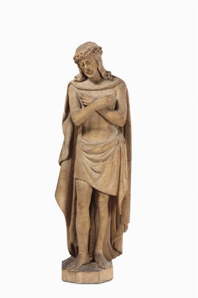Ecce Homo in legno scolpito, scultore del XVIII secolo  - Asta Antiquariato - Associazione Nazionale - Case d'Asta italiane