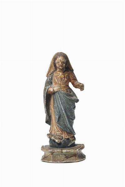 Madonna Immacolata in legno policromo, intagliatore del XVIII secolo  - Asta Antiquariato - Associazione Nazionale - Case d'Asta italiane