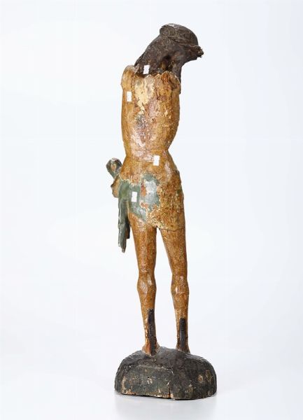 Cristo deriso in legno intagliato e dipinto, arte francese o fiamminga del XV-XVI secolo  - Asta Antiquariato - Associazione Nazionale - Case d'Asta italiane
