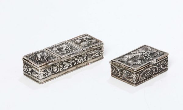 Lotto di due scatoline in argento, XX secolo  - Asta Antiquariato - Associazione Nazionale - Case d'Asta italiane
