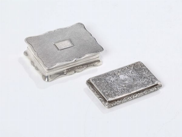 Due scatoline in argento in argento, XX secolo  - Asta Antiquariato - Associazione Nazionale - Case d'Asta italiane