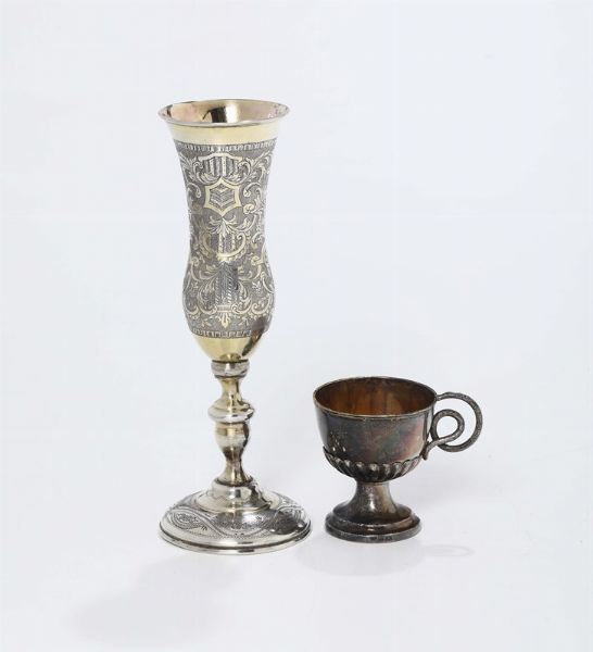 Calice in argento, Russia 1853 e piccolo bicchiere  - Asta Antiquariato - Associazione Nazionale - Case d'Asta italiane
