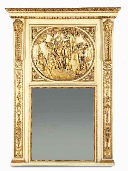 Caminiera in legno intagliato, laccato e dorato, XVIII-XIX secolo  - Asta Antiquariato - Associazione Nazionale - Case d'Asta italiane