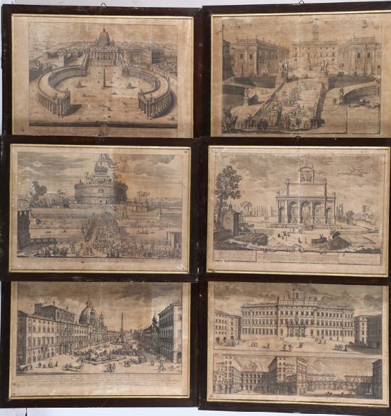Dieci stampe raffiguranti vedute di Roma, Gomar Wouters 1690  - Asta Antiquariato - Associazione Nazionale - Case d'Asta italiane