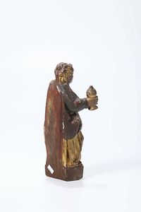 Maria Maddalena in legno policromo e dorato, scultore barocco del XVII secolo  - Asta Antiquariato - Associazione Nazionale - Case d'Asta italiane
