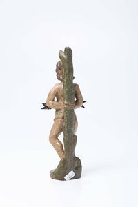 S.Sebastiano in legno policromo e ferro battuto, scultore del XVII secolo  - Asta Antiquariato - Associazione Nazionale - Case d'Asta italiane