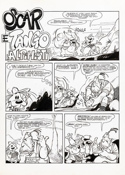 ,Giorgio Cavazzano : Oscar e Tango - Alpinisti  - Asta Fumetti: tavole e illustrazioni originali - Associazione Nazionale - Case d'Asta italiane