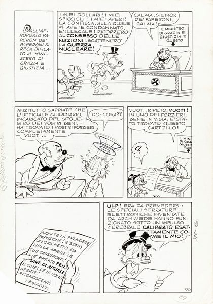 ,Giorgio Bordini : Zio Paperone e la confisca dei beni  - Asta Fumetti: tavole e illustrazioni originali - Associazione Nazionale - Case d'Asta italiane