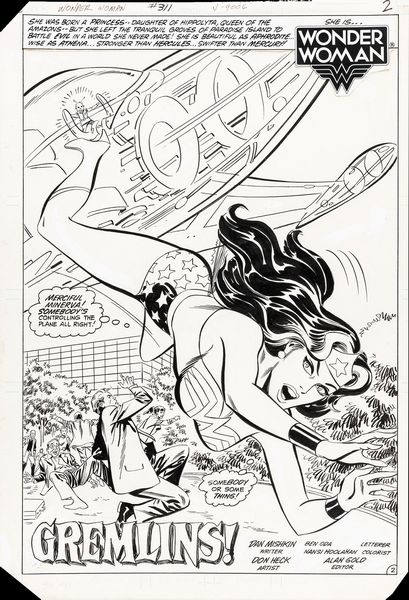 ,Don Heck : Wonder Woman - Gremlins!  - Asta Fumetti: tavole e illustrazioni originali - Associazione Nazionale - Case d'Asta italiane