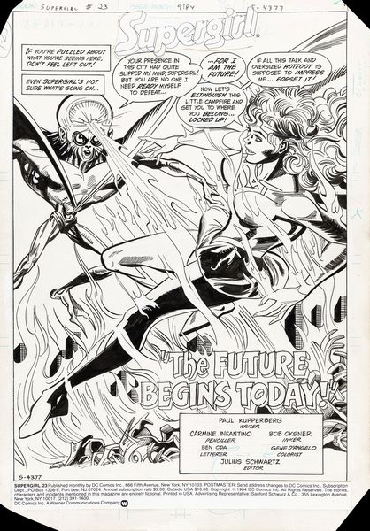 ,Carmine Infantino : Supergirl - The Future Begins Today!  - Asta Fumetti: tavole e illustrazioni originali - Associazione Nazionale - Case d'Asta italiane