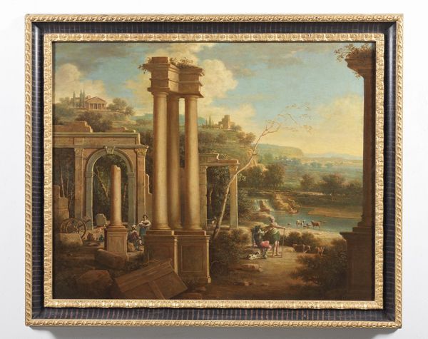 ARTISTA DEL XVII SECOLO : Capriccio con rovine e personaggi  - Asta Asta 360 | ARTE ANTICA E DEL XIX SECOLO - Dipinti antichi e antiquariato Tradizionale - Associazione Nazionale - Case d'Asta italiane