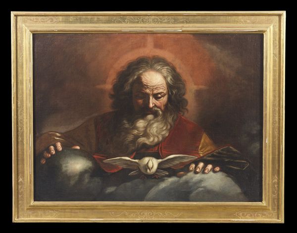 ARTISTA EMILIANO DEL XVII SECOLO : Padre eterno con la colomba dello Spirito Santo  - Asta Asta 360 | ARTE ANTICA E DEL XIX SECOLO - Dipinti antichi e antiquariato Tradizionale - Associazione Nazionale - Case d'Asta italiane