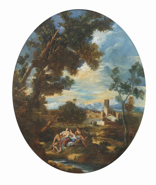 PERUZZINI ANTONIO FRANCESCO (1643 - 1724) : Paesaggio con figure  - Asta Asta 360 | ARTE ANTICA E DEL XIX SECOLO - Dipinti antichi e antiquariato Tradizionale - Associazione Nazionale - Case d'Asta italiane