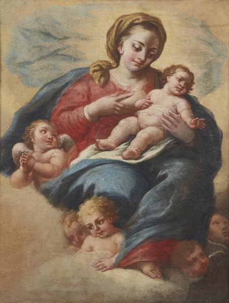 ARTISTA NAPOLETANO DEL XVIII SECOLO : Madonna in cielo con Bambino ed angeli  - Asta Asta 360 | ARTE ANTICA E DEL XIX SECOLO - Dipinti antichi e antiquariato Tradizionale - Associazione Nazionale - Case d'Asta italiane