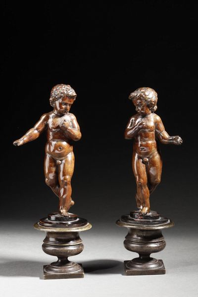 SCULTORE DEL XVII-XVIII SECOLO : Coppia di putti in legno intagliato  - Asta Asta 360 | ARTE ANTICA E DEL XIX SECOLO - Dipinti antichi e antiquariato Tradizionale - Associazione Nazionale - Case d'Asta italiane