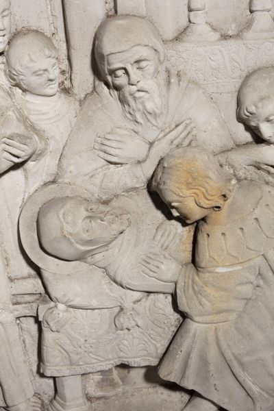 SCULTORE DEL XVIII SECOLO : Morte di San Bernardino da Siena in pietra scolpita  - Asta Asta 360 | ARTE ANTICA E DEL XIX SECOLO - Dipinti antichi e antiquariato Tradizionale - Associazione Nazionale - Case d'Asta italiane