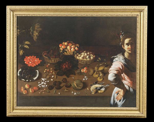 STROZZI BERNARDO (1581 - 1644) : e bottega. Natura morta di frutta con popolana  - Asta Asta 360 | ARTE ANTICA E DEL XIX SECOLO - Dipinti antichi e antiquariato Tradizionale - Associazione Nazionale - Case d'Asta italiane