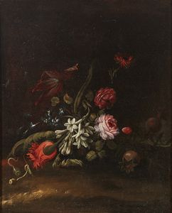 ARTISTA DEL XVII SECOLO : Natura morta di fiori  - Asta Asta 360 | ARTE ANTICA E DEL XIX SECOLO - Dipinti antichi e antiquariato Tradizionale - Associazione Nazionale - Case d'Asta italiane