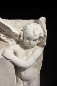 SCULTORE DELL'ITALIA SETTENTRIONALE DEL XVI-XVII SECOLO : Coppia di putti che sorreggono un blasone  - Asta Asta 360 | ARTE ANTICA E DEL XIX SECOLO - Dipinti antichi e antiquariato Tradizionale - Associazione Nazionale - Case d'Asta italiane