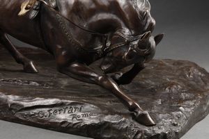 FERRARI GIUSEPPE (1840 - 1905) : Gruppo in bronzo raffigurante una biga romana  - Asta Asta 360 | ARTE ANTICA E DEL XIX SECOLO - Dipinti antichi e antiquariato Tradizionale - Associazione Nazionale - Case d'Asta italiane