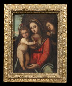 ARTISTA TOSCANO DEL XVI SECOLO : Madonna con Bambino e San Giovannino  - Asta Asta 360 | ARTE ANTICA E DEL XIX SECOLO - Dipinti antichi e antiquariato Tradizionale - Associazione Nazionale - Case d'Asta italiane