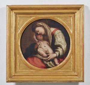 ARTISTA DEL XVII SECOLO : Madonna con bambino  - Asta Asta 360 | ARTE ANTICA E DEL XIX SECOLO - Dipinti antichi e antiquariato Tradizionale - Associazione Nazionale - Case d'Asta italiane