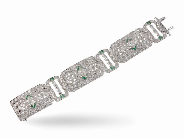 Bracciale con diamanti e smeraldi  - Asta Fine Jewels - Associazione Nazionale - Case d'Asta italiane