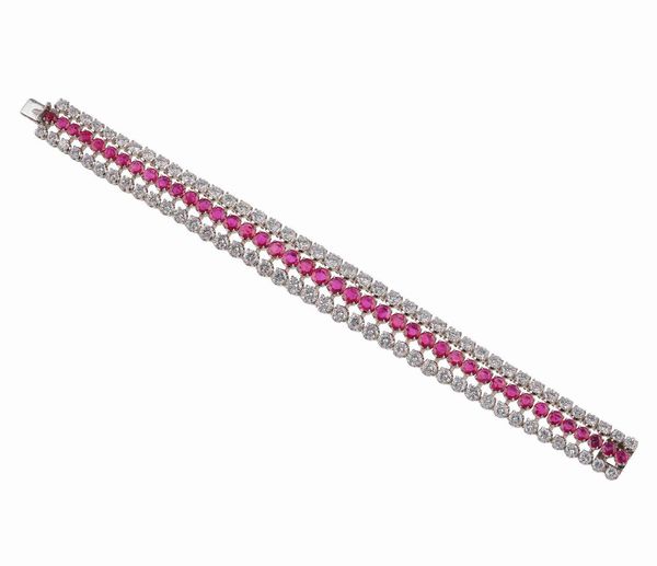 Bracciale con rubini Burma e diamanti  - Asta Fine Jewels - Associazione Nazionale - Case d'Asta italiane