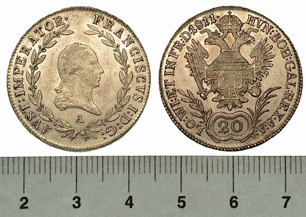 AUSTRIA. FRANZ I, 1806-1835 (come Imperatore d'Austria). 20 Kreutzer 1811. Vienna.  - Asta Numismatica  - Associazione Nazionale - Case d'Asta italiane