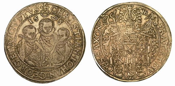 GERMANIA. SASSONIA ALBERTINA. CHRISTIAN II, JOHANN GEORGE E AUGUST, 1591-1611. Thaler 1595.  - Asta Numismatica  - Associazione Nazionale - Case d'Asta italiane