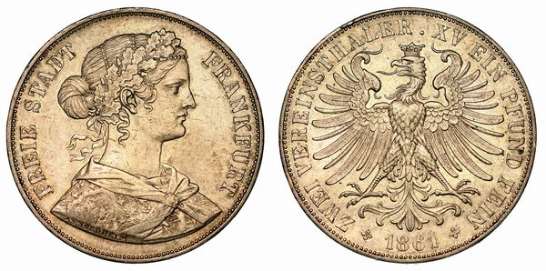 GERMANIA - FRANKFURT. FREE CITY. 2 Thaler 1861.  - Asta Numismatica  - Associazione Nazionale - Case d'Asta italiane