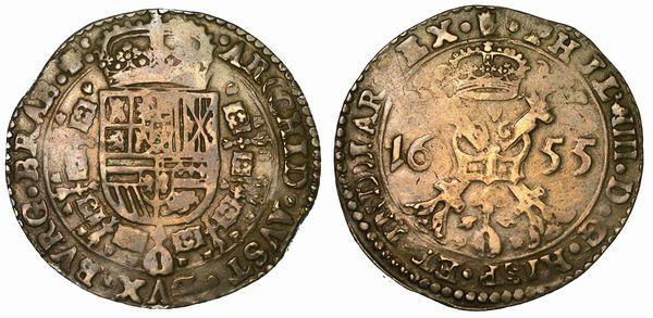 PAESI BASSI SPAGNOLI - BRABANTE. FELIPE IV, 1621-1665. Patagon 1655. Anversa.  - Asta Numismatica  - Associazione Nazionale - Case d'Asta italiane