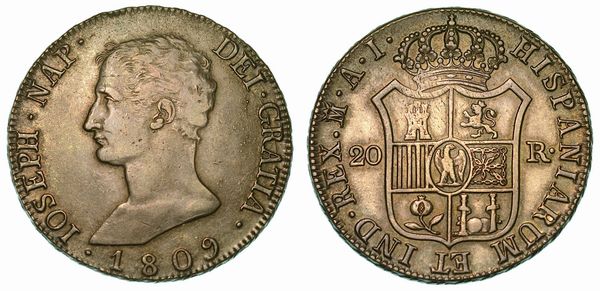 SPAGNA. JOSE NAPOLEON, 1808-1813. 20 Reales 1809.  - Asta Numismatica  - Associazione Nazionale - Case d'Asta italiane