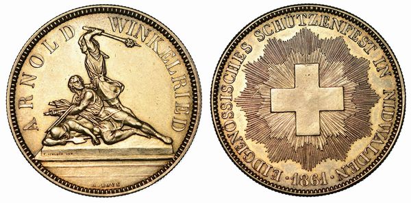 SVIZZERA. TIRI FEDERALI - NIDWALDEN. 5 Franken 1861.  - Asta Numismatica  - Associazione Nazionale - Case d'Asta italiane