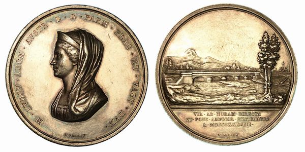 MARIA LUIGIA D'AUSTRIA, 1815-1847. PONTE SUL TORRENTE NURE. Medaglia in argento 1838.  - Asta Numismatica  - Associazione Nazionale - Case d'Asta italiane