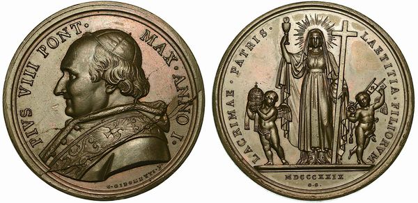 STATO PONTIFICIO. PIO VIII, 1829-1830. Medaglia in bronzo 1829 A. I.  - Asta Numismatica  - Associazione Nazionale - Case d'Asta italiane